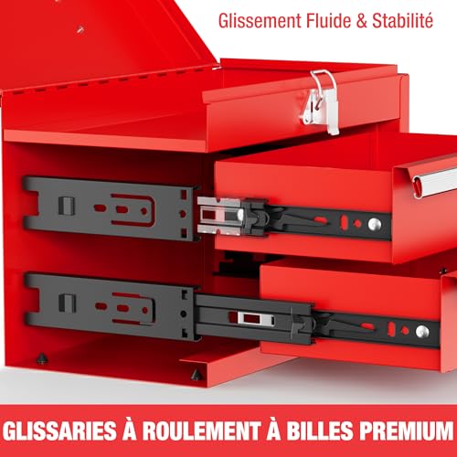 Boîte à outils métallique WORKPRO mini coffret de rangement avec tiroirs - 4