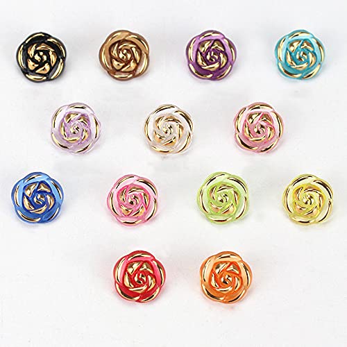 30 Pcs Acrylic Rose Flower Buttons Shirt Buttons Sewing Accessories Diy Crafts (Red, 12.5Mm) #TOP1