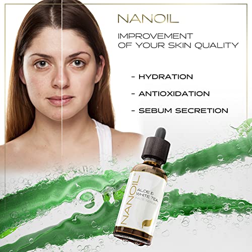 Nanoil Face Serum 50ml - Face Serum For All Skin Types, Smoothing & Illuminating, Skin Care, Nourishing, Anti-aging & Hydrating Facial Care (Aloe & White Tea)