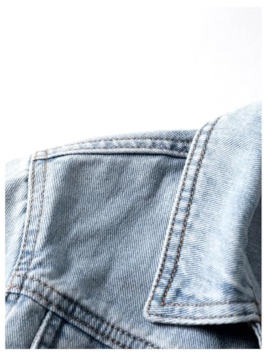 MakeMeChic Baby Boy's Button Down Denim Jacket Long Sleeve Drop Shoulder Coat Streetwear3