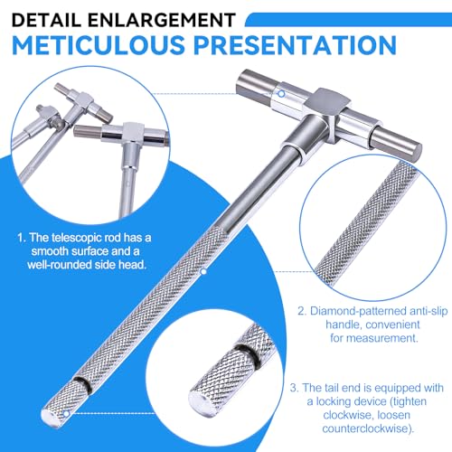 6Pcs T Bore Hole Gauges Set Bulk, 5/16" - 6" Range - Smooth Action Telescoping Gauge with Lock, High Precision Telescopic Bore Gauge T-Gage Set, Complete Measurement Kit Includes Pouch - Image 3