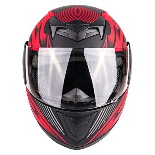 Typhoon Youth Kids Full Face Helmet With Shield & Gloves Combo Motorcycle Street Dirt Bike - Red (Medium) #TOP1