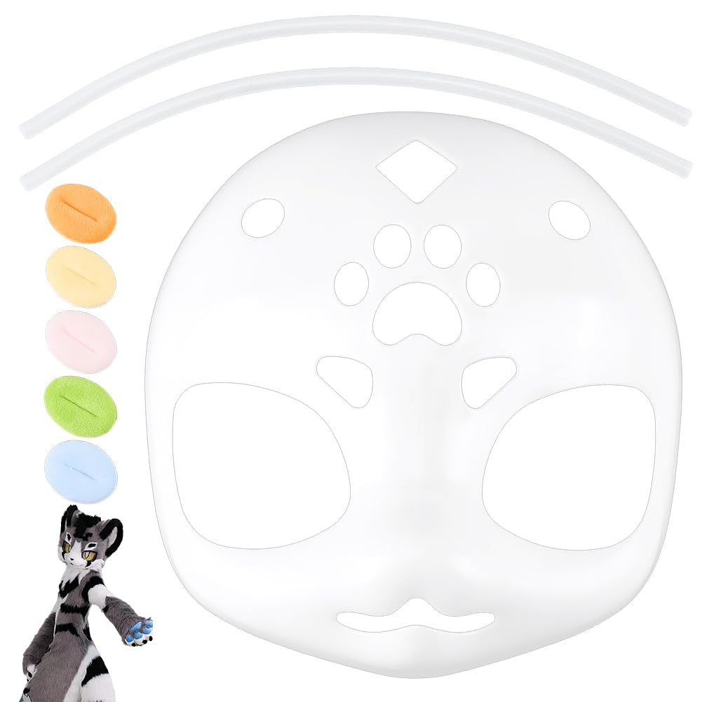 WADORN Fursuit Head Base with Mouth Accessories & Plastic Glue Sticks, Plastic Furry Mask Kit Furry Cosplay Masks for Masquerade Animal Suit Cosplay and Costume Parties Decoration