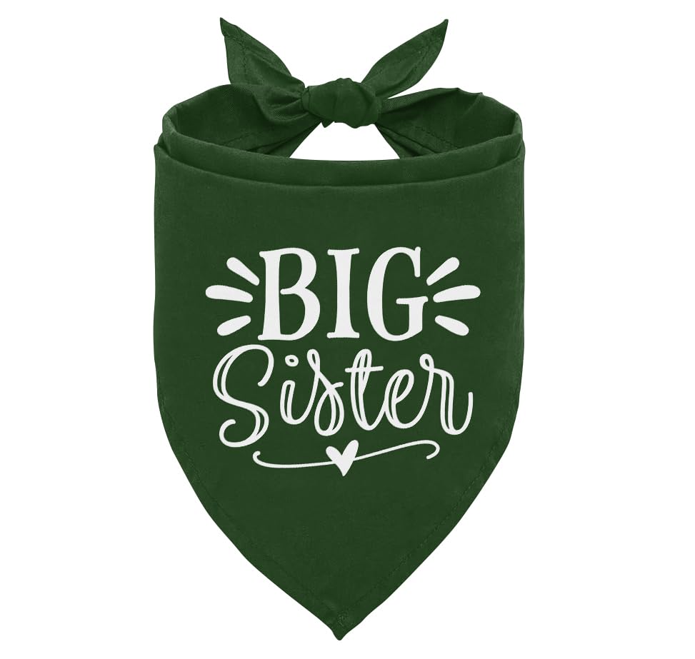 Big Sister Bandana for Dog, Pet Pregnancy Announcement, Dark Green Dog Bandana, Big Sister Dogs Shirt, Pet Bandana for Small Medium Dogs (M)