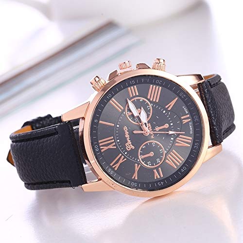 SHIHUI Smart Bracelet Women and Men Fashion Quartz Watches Leather Sports Casual Watch (Color : Black)