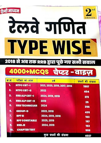 Image of Railway Ganit - 2nd Edition | 4000+ MCQs for RRB Exams (NTPC, RPF, ALP, JE, Group D) | Chapter-wise, Type-wise & Level-wise Tests | Short Tricks & Smart Approach | Hindi Medium | RRB Previous Year Questions (2018 - Present)