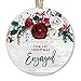 Modern Farmhouse Engagement Ornament 2018, 1st Christmas Engaged, Gift for Couple Bride & Groom to Be Rustic Decor Present Ceramic Keepsake Present 3" Flat Circle Porcelain with Gold Ribbon & Free Box