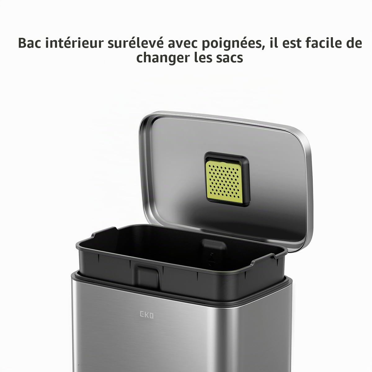 EKO Poubelle Cuisine Madison 50L avec Pédale | Grande Capacité | Inoxydable Anti-Traces | Fermeture Ralentie Silencieuse Salle Bain