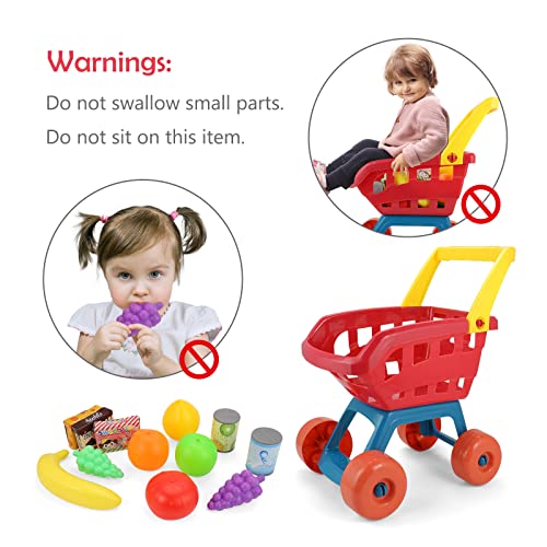 Kidewan Kids Shopping Cart For Groceries Toy Toddlers Girls Boys Mini Shopping Set With Food Fruit Vegetables Children Gift #TOP4