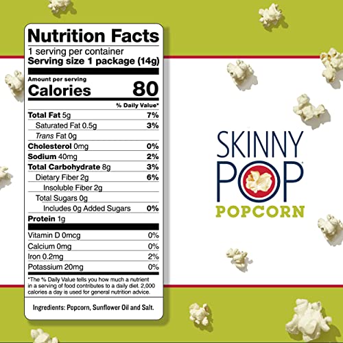 Skinnypop Popcorn, Gluten Free, Non-Gmo, Healthy Snacks, Skinny Pop Variety Pack (Original & Dairy Free White Cheddar Popcorn), 0.5Oz Individual Size Snack Bags (40 Count) #TOP1