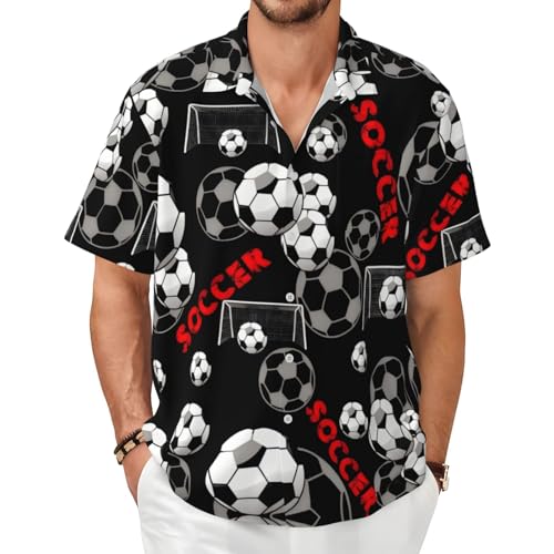 Soccer Men's Short Sleeve Hawaiian Shirts Breathable Button Down Casual Shirt Fit Vacation Outings Gifts