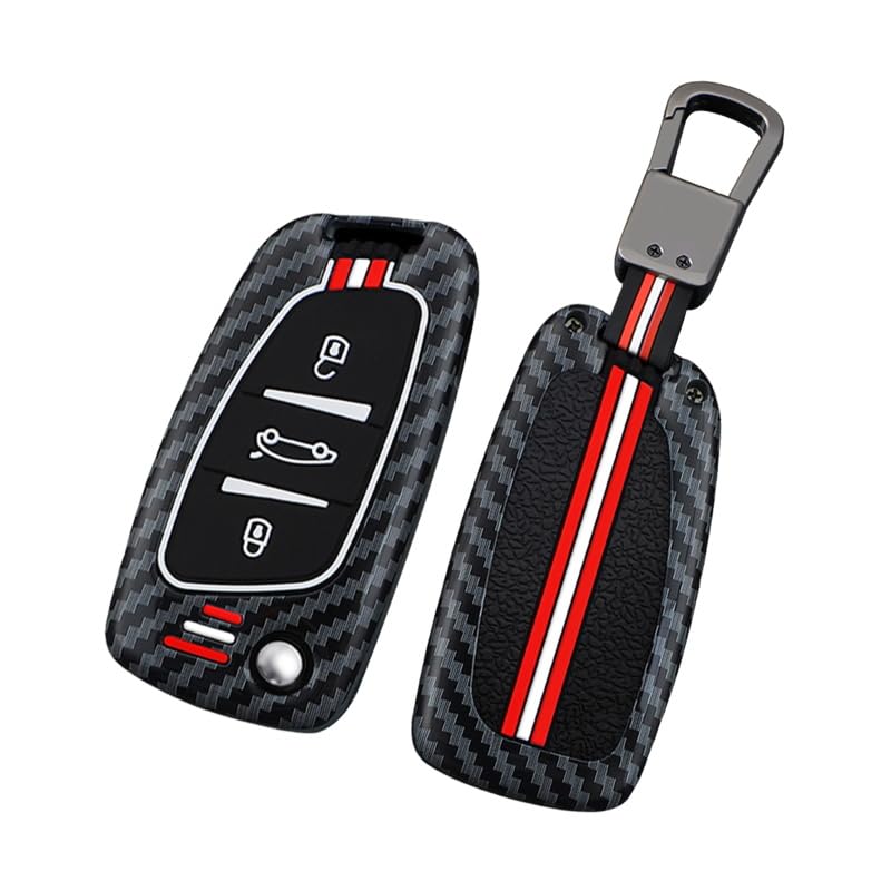 Boîtier de clé Peugeot et Citroën en métal finition carbone premium