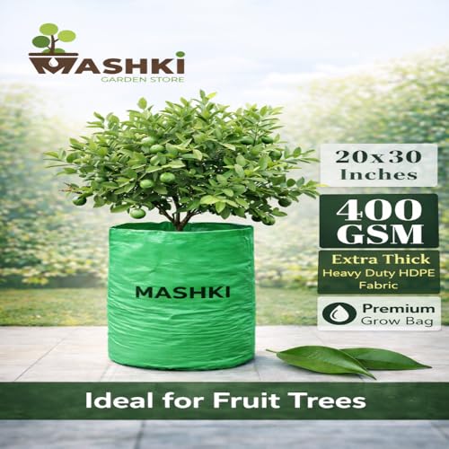 Image of MASHKI 20x30 Inch Extra Deep Grow Bag for Guava, Dwarf Mango & Fruit Plants | 300 & 400 GSM Heavy Duty HDPE | Long Life UV Stabilized Tree Planter for Terrace & Garden (1, 20x30 Inches, 400 GSM)