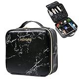HOYOFO Travel Makeup Case with Adjustable Dividers Marble Makeup Cosmetic Case Organizer for Women S