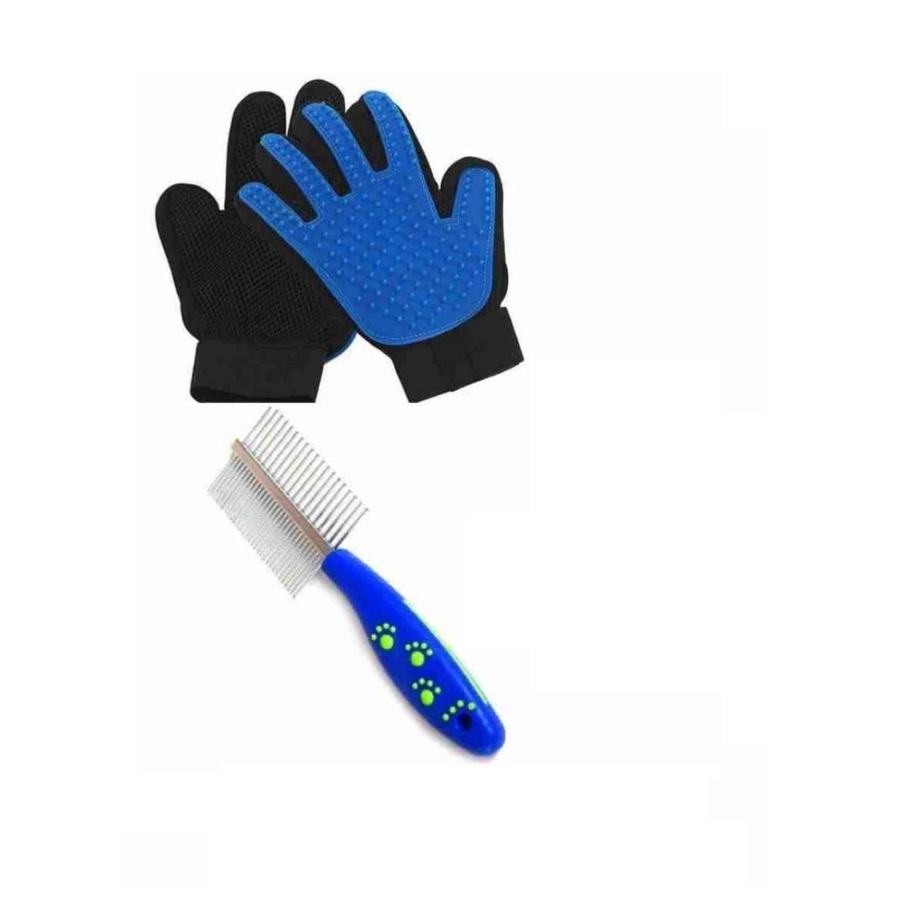 DRK Shopmart Pets Dog Grooming Kit - Double Sided Bristle Hair Brush and Hard Spiked Hand Gloves Grooming Accessories Ideal for Cleaning and Bathing Dogs/Puppies/Cats/Hamsters/Rabbits (Multicolor) (B0C43F4TGG) Amazon Price History, Amazon Price Tracker