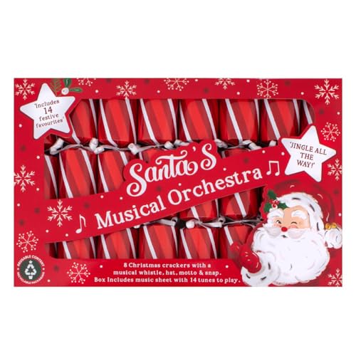 YöL 8 Musical Whistle Christmas Crackers - Festive Family Novelty Kids, Xmas Dinner Party Celebration