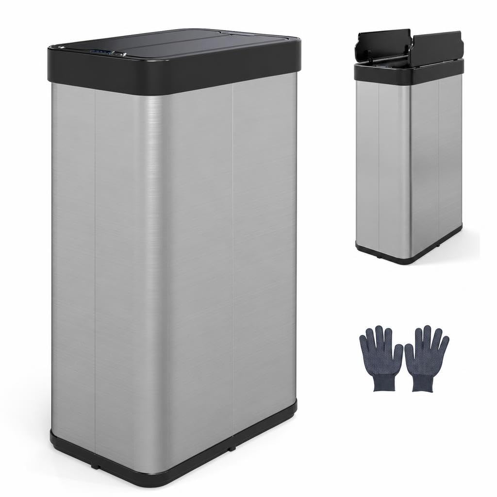 COSTWAY 60L Sensor Kitchen Bin with Soft Close Lid, Touchless Automatic Bin