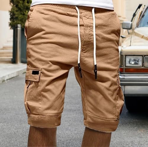 Bermudas cargo casual para hombre con cintura elástica miniatura 3