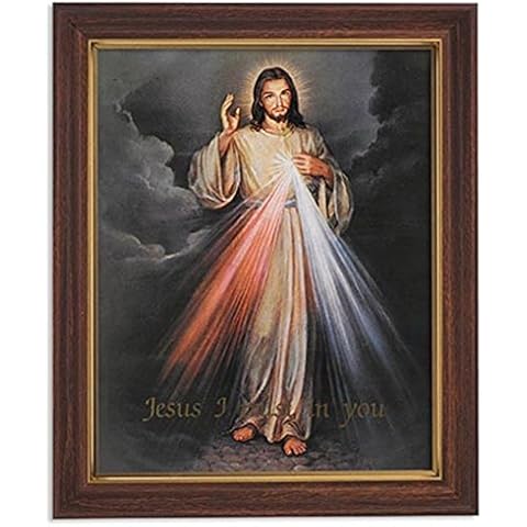 Gerffert Collection The Divine Mercy Framed Portrait Print, 13 Inch (Wood Tone Finish Frame) Cover