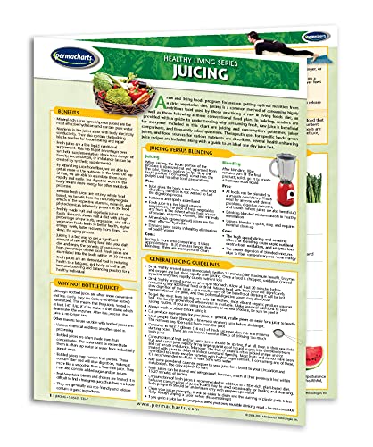 Juicing Guide - Raw and Living Foods Juicing Chart (4-Page 8.5" x 11" Laminated) - Vegan Quick Reference Guide by Permacharts