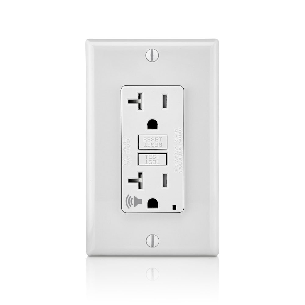 Leviton Gfta2 W Smartlockpro Self Test Slim Gfci With Audible Trip Alert Wallplate Included 20 Amp White Amazon Com