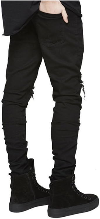 LONGBIDA Men's Slim Fit Ripped Stretch Skinny Jeans Distressed Denim Pants