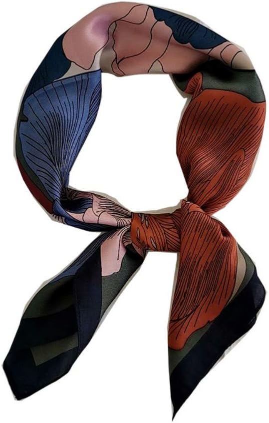 Silk Feeling Scarf Medium Square Satin Head Scarf for Women 27.5 × 27.5 inches