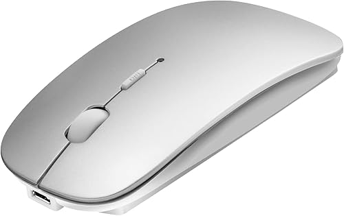 AE WISH ANEWISH Ratón inalámbrico de modo dual (Bluetooth 4.0+USB), ratones silenciosos recargables con receptor USB, mouse Bluetooth delgado para