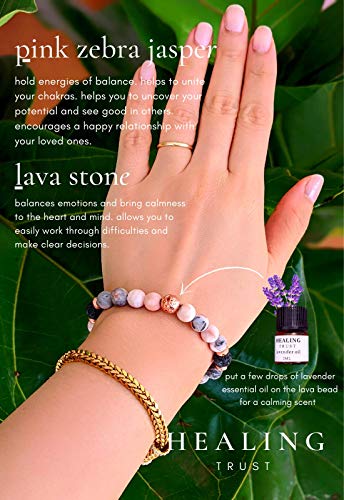 [Healing Trust] Lava Rock Bracelet With Lavender Essential Oil, Pink Zebra Jasper Essential Oil Diffuser Bracelet, Yoga Mediation Bracelet Stone Diffuser, Relaxing Aromatherapy Diffuser Bracelet, Pink Bracelet For Women And Men, Yoga Bracelet, Gifts For Mom, Yoga Chakra Crystal Healing Spiritual, Positive Vibes Bracelet, Brazaletes Para Mujer, Happy Mood Bracelet #TOP1