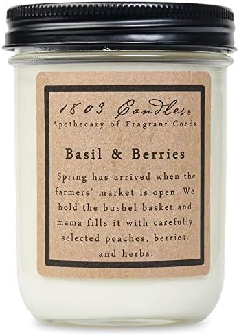 1803 Candles - Basil & Berries 14 oz Jar Soy Candle