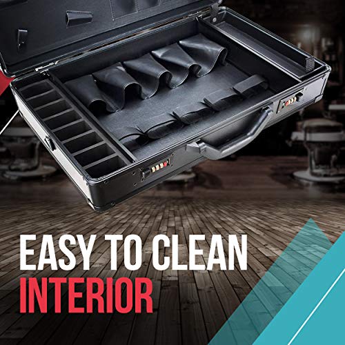 VER Beauty Estojo de barbeiro profissional, caixa de ferramentas portátil para viagem (preto fosco)