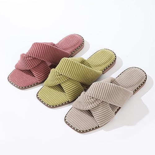 Roxoni Velvet Piping Flat Sandals for Women Stylish Studs Around Outsole Comfortable Dressy Footwear for Summer Ideal for Work Travel Shopping2