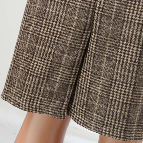 Midi Plaid Skirts for Women High Waisted Knee Length Wool Skirt 2024 Trendy Slim Fit Fall Winter Bodycon Wrap Skirt3
