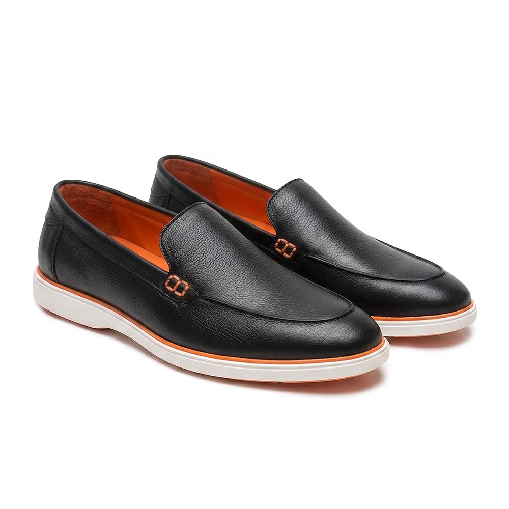 Rio Black Genuine Leather Loafers for Men | Casual Slip-On Shoes | Breathable & Comfortable Summer Wear | Lightweight Walking Shoes, Rio_Black_7-image-18
