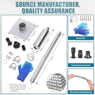 Generator Exhaust Extension Silencer Kit, Portable Generator Muffler Silencer Kit (Used in Shed Box) Exhaust Noise Reduce 80% (Silver, 25.51" Hose)