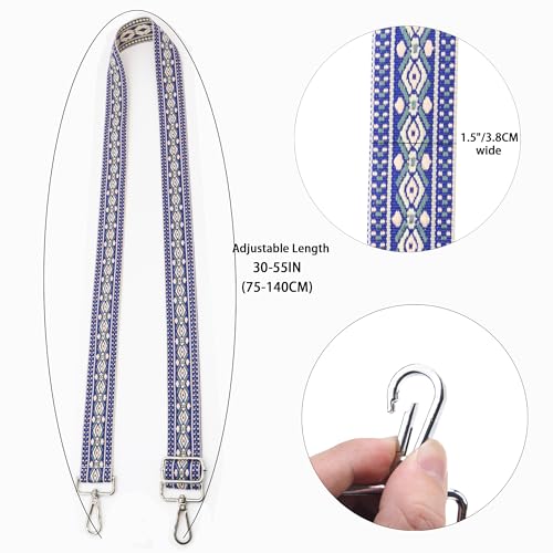 Image of LEMEDE Purse Strap Adjustable Replacement Crossbody Bag Straps Retro Jacquard Embroidery Shoulder Straps for Shoulder Bag