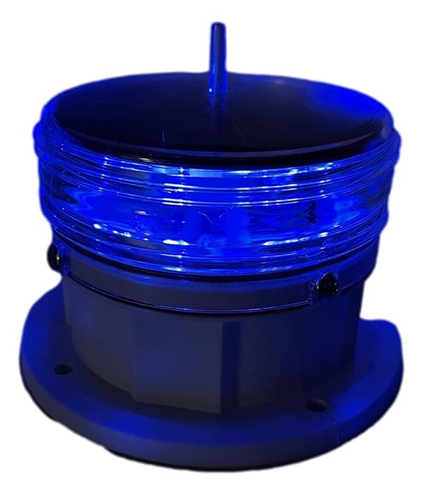 Solar Dock Warning Light 360 Degree - Super Bright Waterproof LED Light for Marine Applications - Constant On or Flashing (BLUE) by Britta Products - Used condition - US$18.38