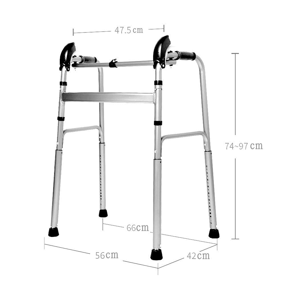 Andadores para Personas Mayores Andador Ligero Plegable para Ancianos sin Ruedas, reposabrazos Ajustable para Ancianos (aleación de Aluminio) (Rojo) Interesting