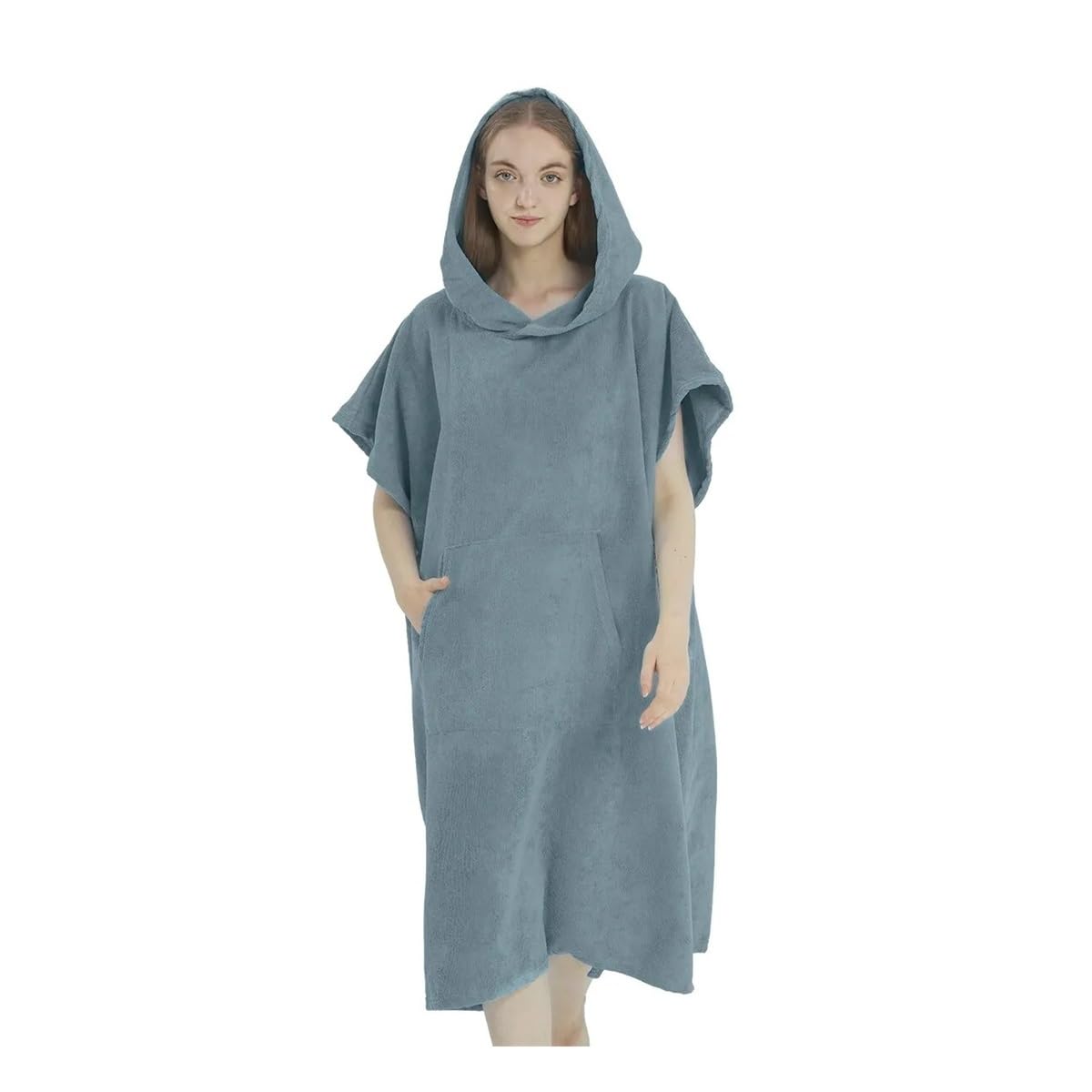 Surf Poncho Handtuch Poncho Schnell Trocknendes Handtuch Hoodie Mikrofaser Strandmantel (Hellblau)