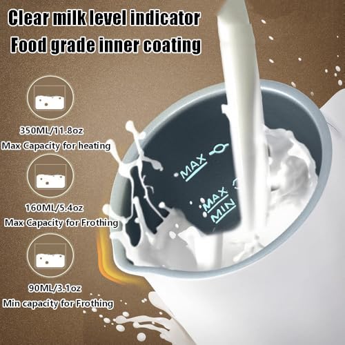 Milk Frother, Electric Milk Frother, Automatic Hot & Cold Milk Foamer, 11.8oz/350ml Large Capacity Electric Milk Steamer for Latte, Cappuccino, Macchiato, Hot Chocolate,Black - Image 6