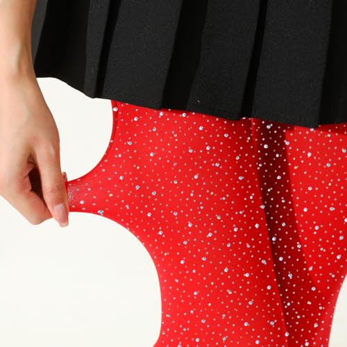 Image of LUCKELF Girls Glitter Tights, Soft Opaque Tights Sparkle Rhinestone Tights School Dress Dance Stockings