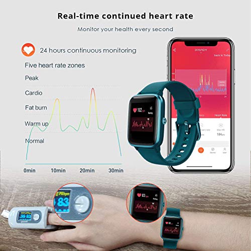 Women’s/Men’s Smartwatch for Android/iOS, Fitness Wristband, Full Touchscreen, 5 ATM Waterproof, with Heart Rate Monitor, Sleep Monitor, Stopwatch, Music Control, Sports Watch, Activity Tracker, green - Image 5