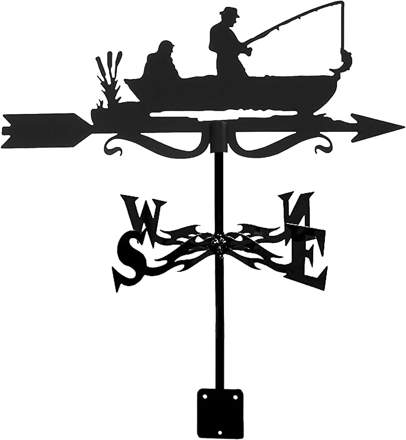 Stainless Steel Fishing Weathervane Wind Vane with Animal Ornament, Garden Stake Weather Vane Professional Measuring Tool Garden Yard Easy Use with Mounting Bracket