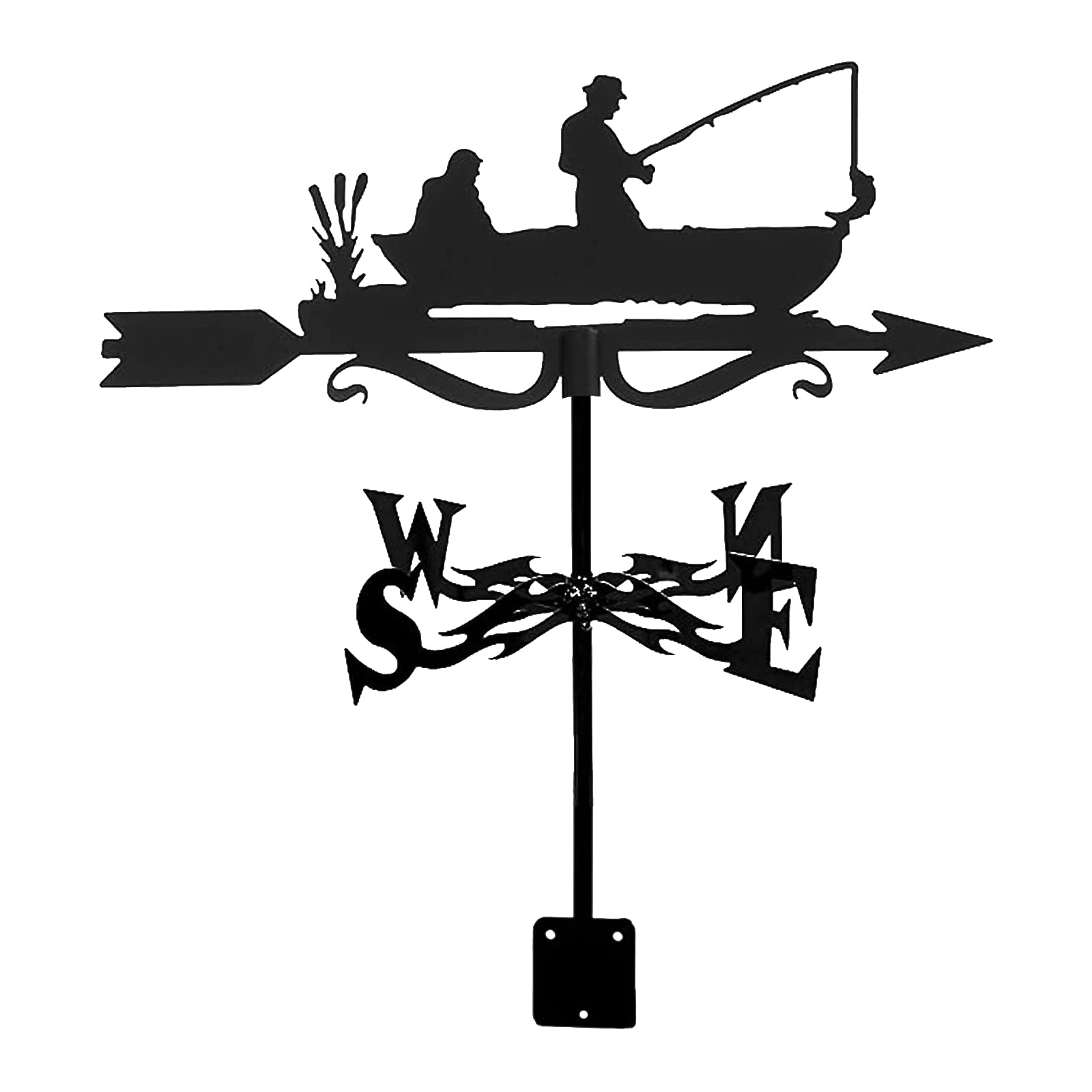 WIQUYBML Stainless Steel Fishing Weathervane Wind Vane with Animal Ornament Garden Stake Weather