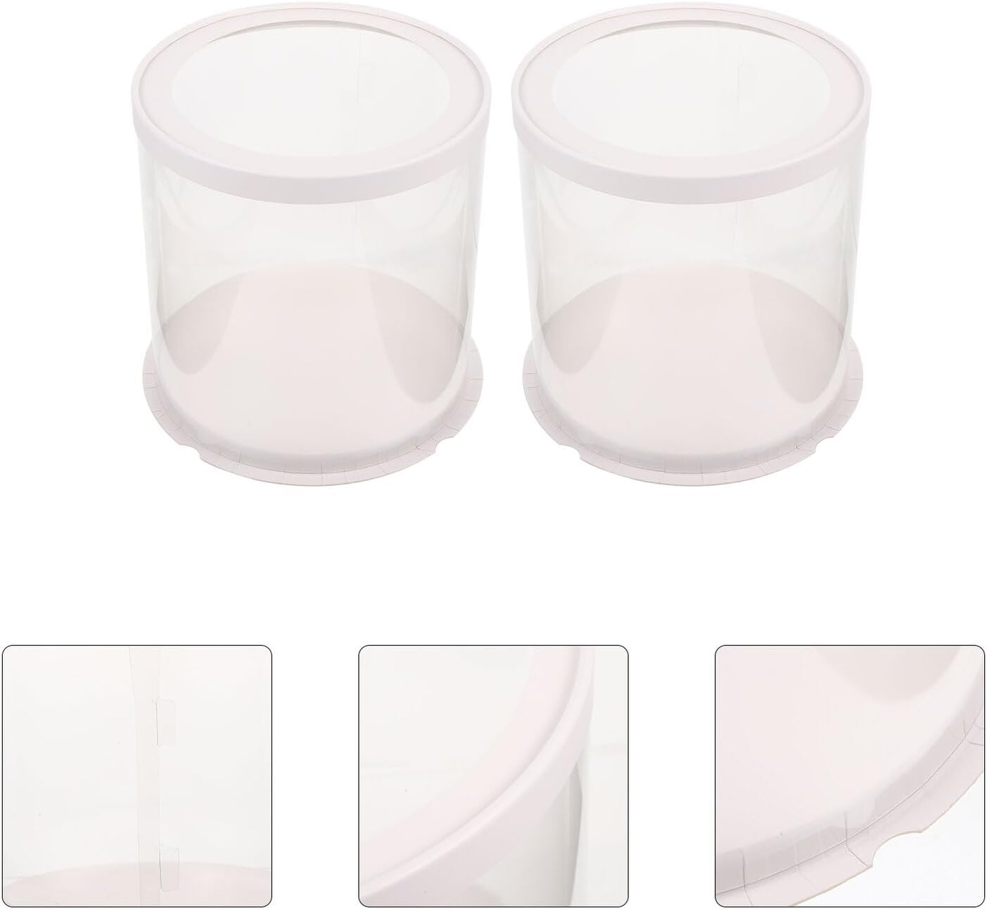 Cake Box with Lid, 6-inch Double-layer Bakery Packing Holder, White Base Portable Birthday Cake Carrier 2pcs Set for Baking and Packaging