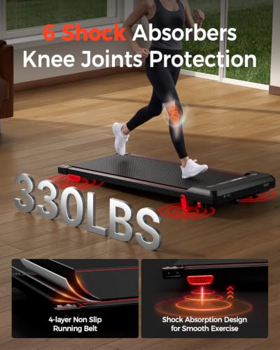 Image of Walking Pad Treadmill, WALKWAKE 5% Incline Walking Pads, Compact Under Desk Treadmill for Home, 330lb Capacity 2.5HP Running Machine for Walking Jogging with LED Display
