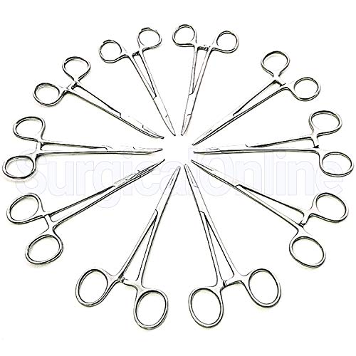 (Lot of 10) Mosquito Hemostat Locking Forceps 5 Curved & 5 Straight Stainless