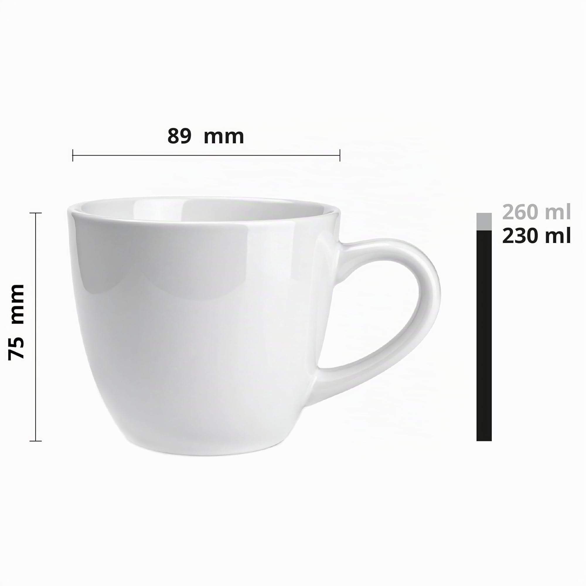 Glasmark KROSNO 1992 Bruno Tassen-Set 4-teilig Kaffeetassen Teetasse aus Keramik 4-er Set Weiß 230 ml