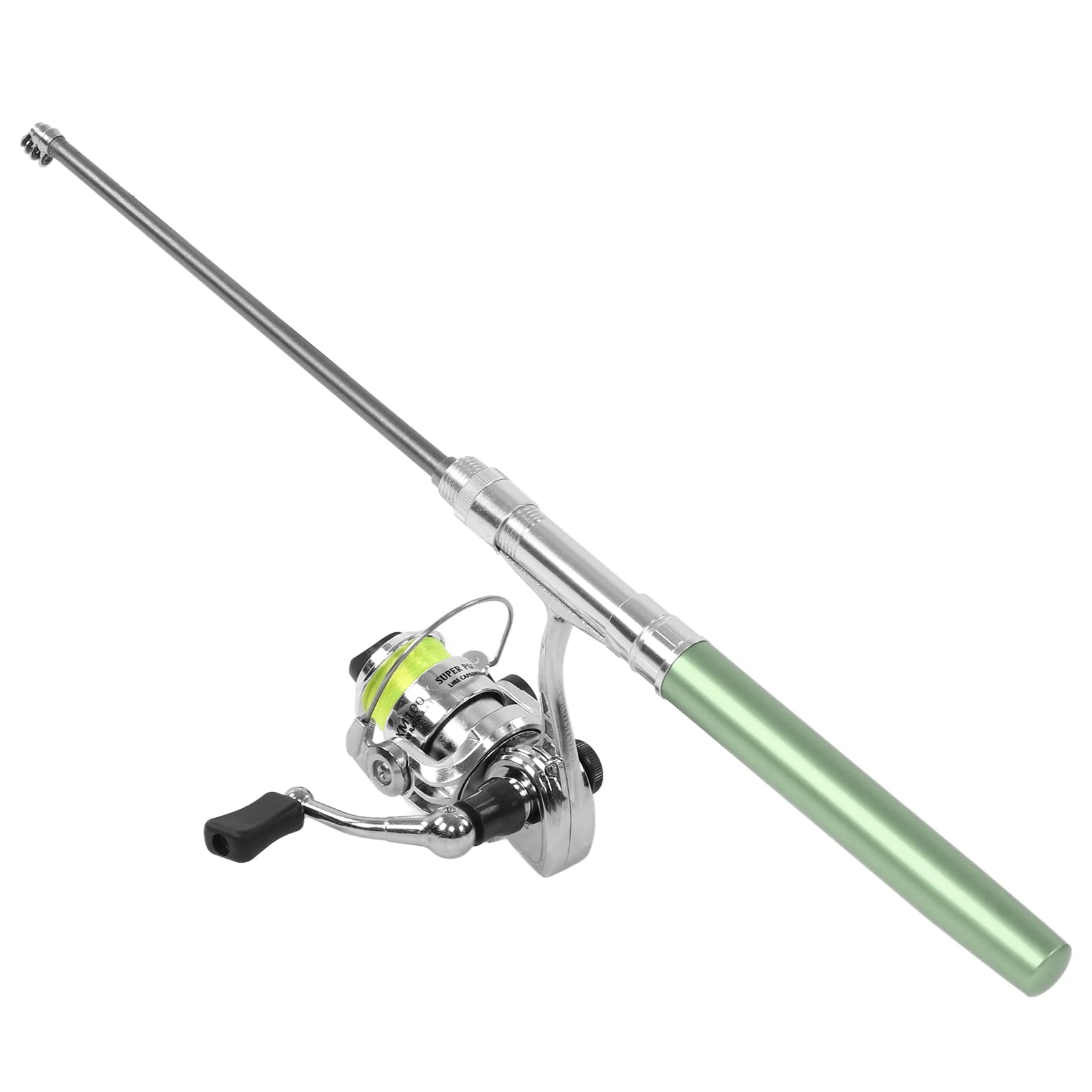 OUKENS Fishing Rod and Reel Combos, Portable Mini Pen Shape Fishing Rod Pole Pocket, Retractable Fishing Rod with Reel Wheel(Green)