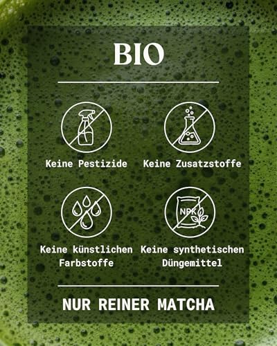 NaturaleBio Matcha Ceremonial Grade 100g. Original Matcha Pulver Bio aus Japan. Grüner Tee, Zeremonie-Qualität. Ideal zum Trinken, Kochen und als Kaffee Latte Zugabe